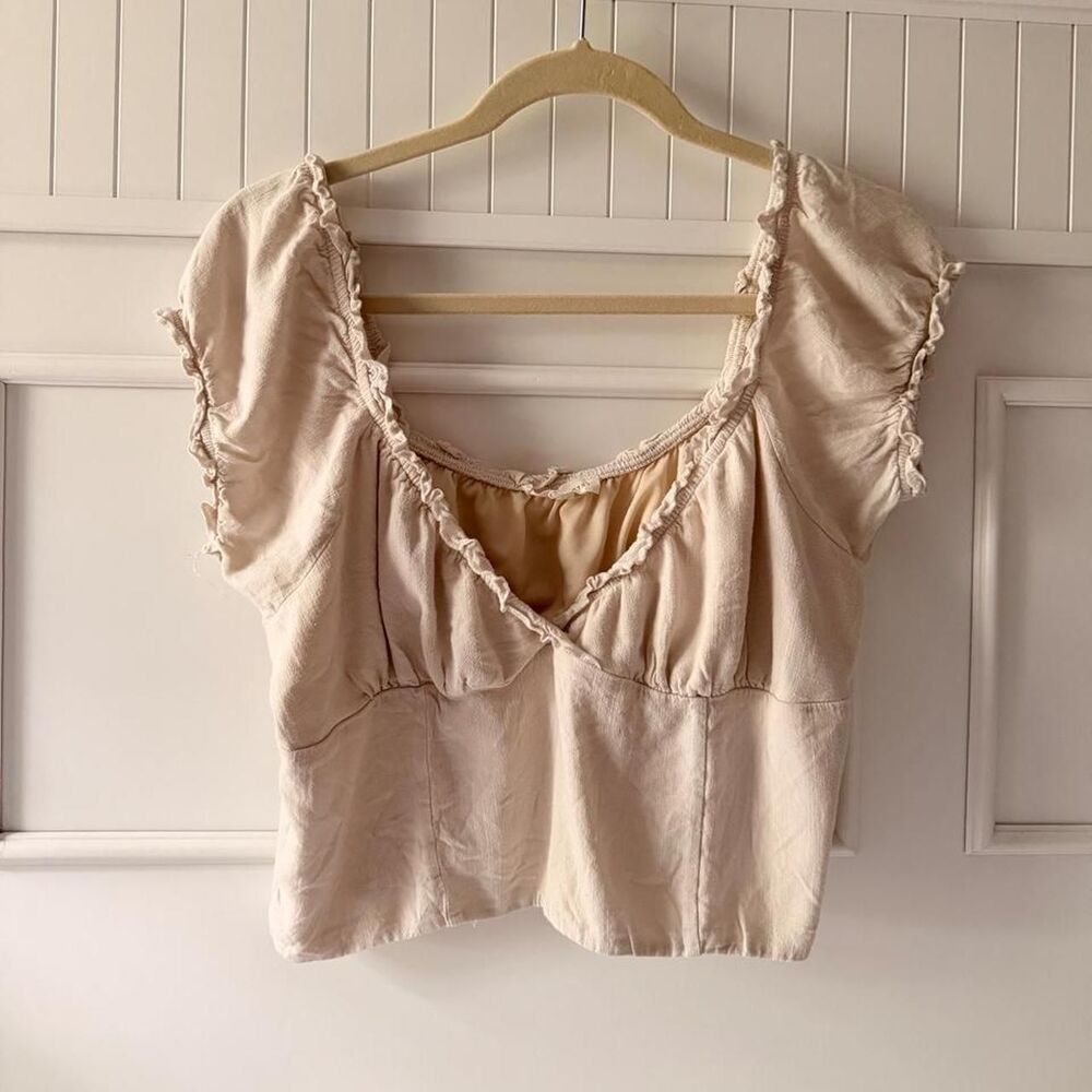 La-hearts Women's Cream and Tan Crop-top